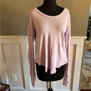 Light purple loose fitting distressed We The Free top